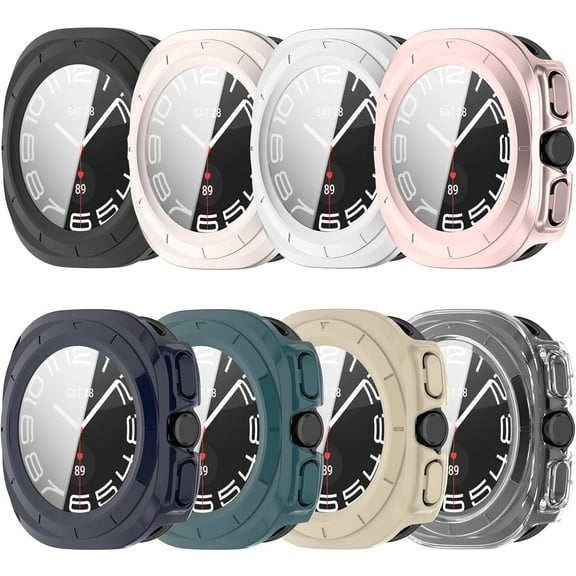 KOMI Case Covers for Samsung Galaxy Watch 7 Ultra 47mm with Built-in Tempered Glass Screen Protector，PC Hard Ultra-Thin Slim Fit Scratch Resistant Case for 47mm Galaxy Watch Ultra (8-Pack)