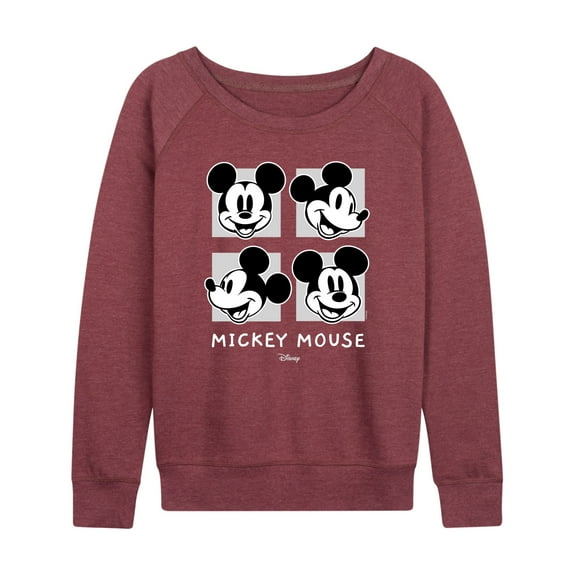 Disney - Mickey & Friends - Mickey Mouse - Black & White Photo Grid - Women's Lightweight French Terry Long Sleeve Shirt