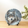 thumbnail image 6 of Wukai Majestic Snowy Wolf Print Decorative Plate for Display,Bone China Decorative Plate, Ceramic Dinner Plate with Stand, Vertical Ceramic Plate-6in, 6 of 6