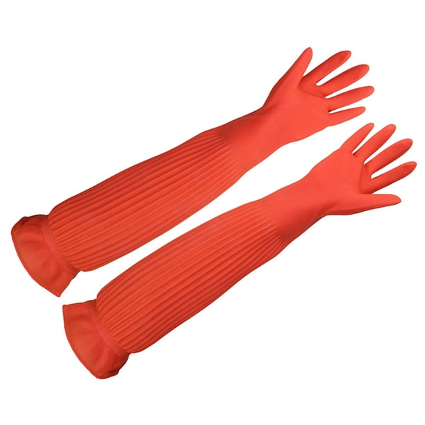 Fishing Gloves 40cm Long Waterproof Rubber Fishing Gloves, Suitable for  Kitchen/Crab Catching/Aquatic Processing (Color : 2pcs)