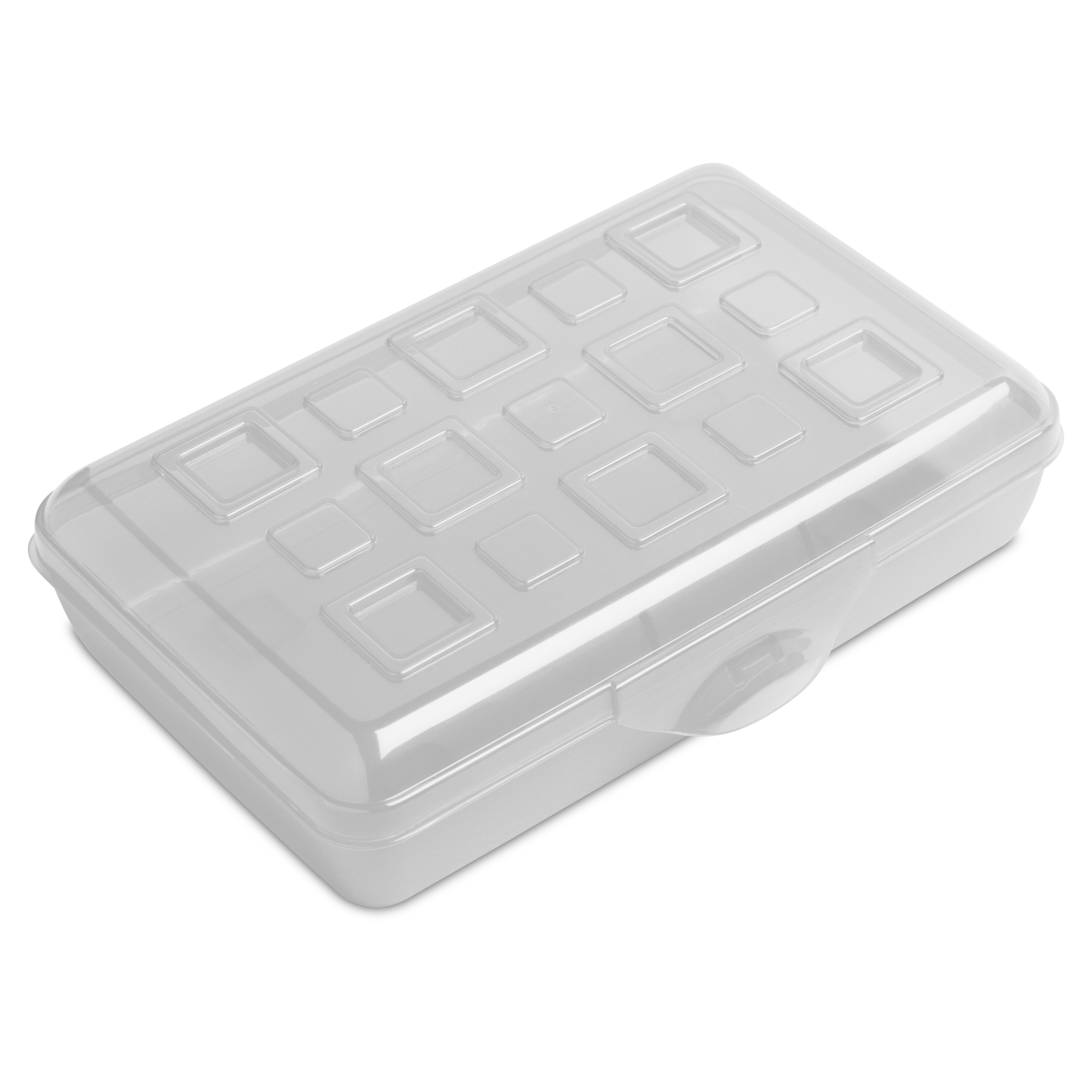 Sterilite Small Pencil Box, Plastic Case with Hinged Lid and Snap Latch, Portable Storage for Back to School Supplies, Clear