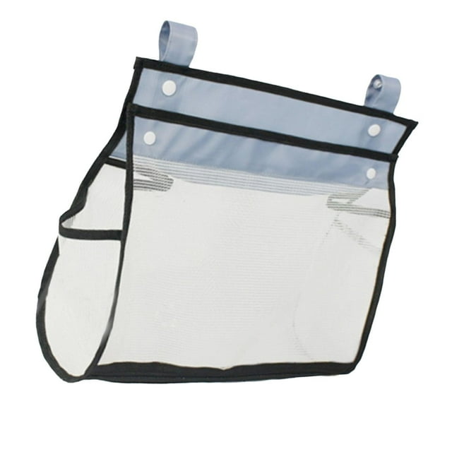 Organizador de juguetes de baño de malla, bolsa de red, decoración con cremallera inferior, almacenamiento de juguetes de baño multifunción para ducha gris