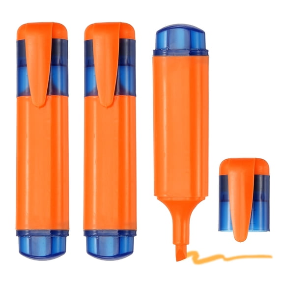 Uxcell Highlighter Pen, 3 Pack Water Based Broad Tip Writing Marker Pens Cute Pastel Colored Highlighter Studying Supplies for Office Home Daily Use, Light Orange