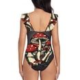 thumbnail image 6 of Yiaed Red Mushrooms Print Women's Ruffled One Piece Swimsuit V Neck Swimwear Slimming Monokini for Woman-Medium, 6 of 8