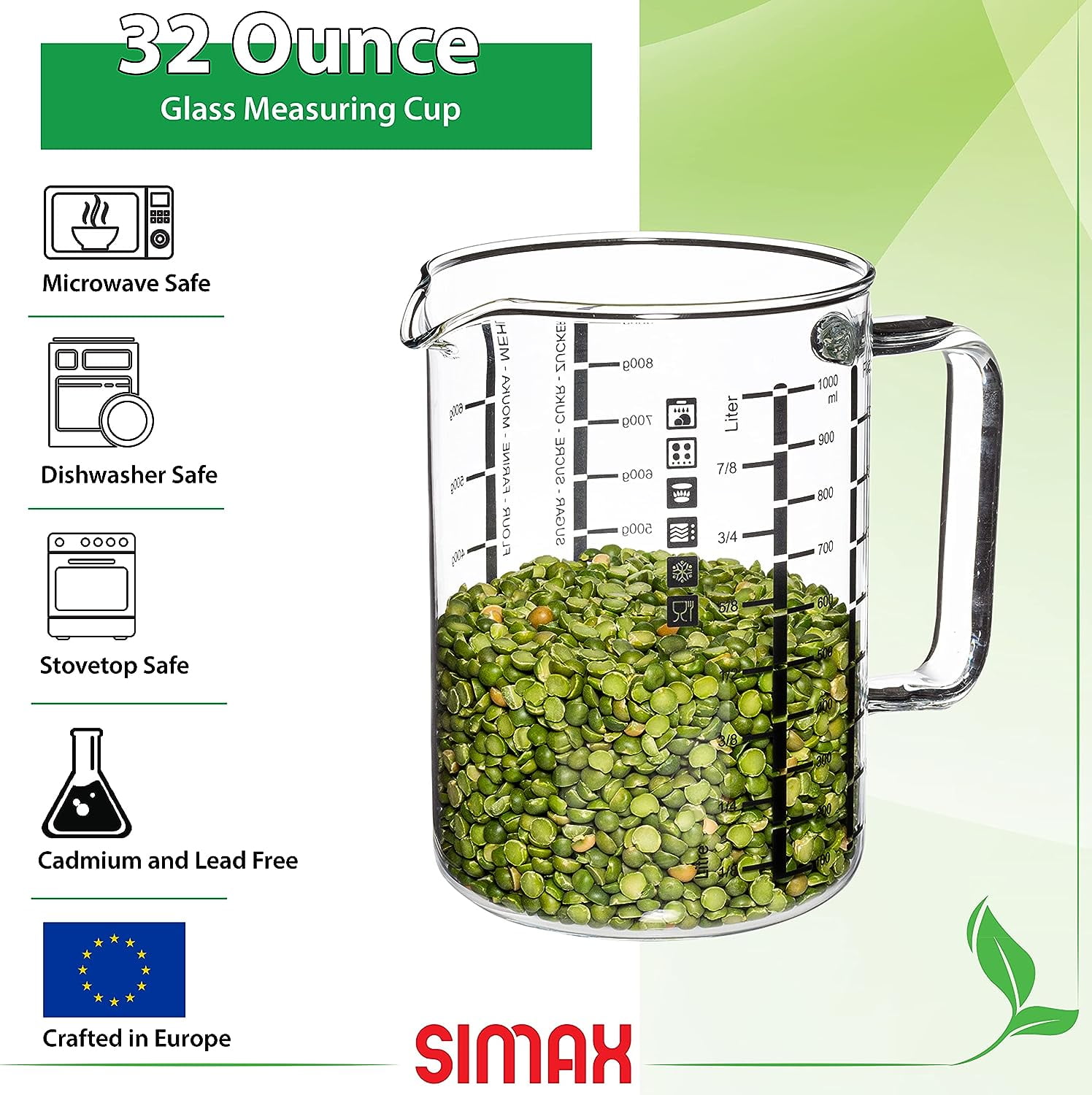 SIMAX Glass Measuring Cups Borosilicate Glass with Handle SIMAX Glass Measuring Cups Borosilicate Glass with Handle