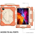 thumbnail image 5 of Dteck Case for iPad Pro 11 inch 4th/3rd/2nd/1st Gen(2022/2021/2021/2018) iPad Air 4th/5th Gen 10.9",Shockproof Stand Rubber Built-in Pencil Holder Cover with Hand/Shoulder Strap,Orange/Beige, 5 of 6