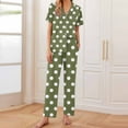thumbnail image 2 of Tnhcen Women's 2 Piece Cotton Pajama Set Short Sleeve Sleepwear Top Pants Print Nightwear Set S-2XL, 2 of 6