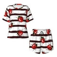 thumbnail image 4 of Picia Ladybugs on Black and White Striped1 Pajamas Sets for Women Soft Short-Sleeved Pjs with Lounge Shorts Two Piece Sleepwear-Large, 4 of 9