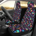 thumbnail image 2 of Honeii colorful mushroom Skull Print Car Seat Covers 2 Pieces, Full Set Universal Seat Covers for Cars, Waterproof Auto Seat Protectors, 2 of 7
