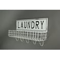 thumbnail image 2 of Gerson Weathered White Enamelware Laundry Hanging Shelf With Wall Hooks, 2 of 3