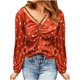 thumbnail image 1 of Top de manga farol con estampado de lunares y cordón cruzado con cuello en V para mujer Fridja czfsfas4600, 1 of 5