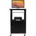 AV Cart Media Cart, Black Adjustable Height Metal Cart with Pull Out