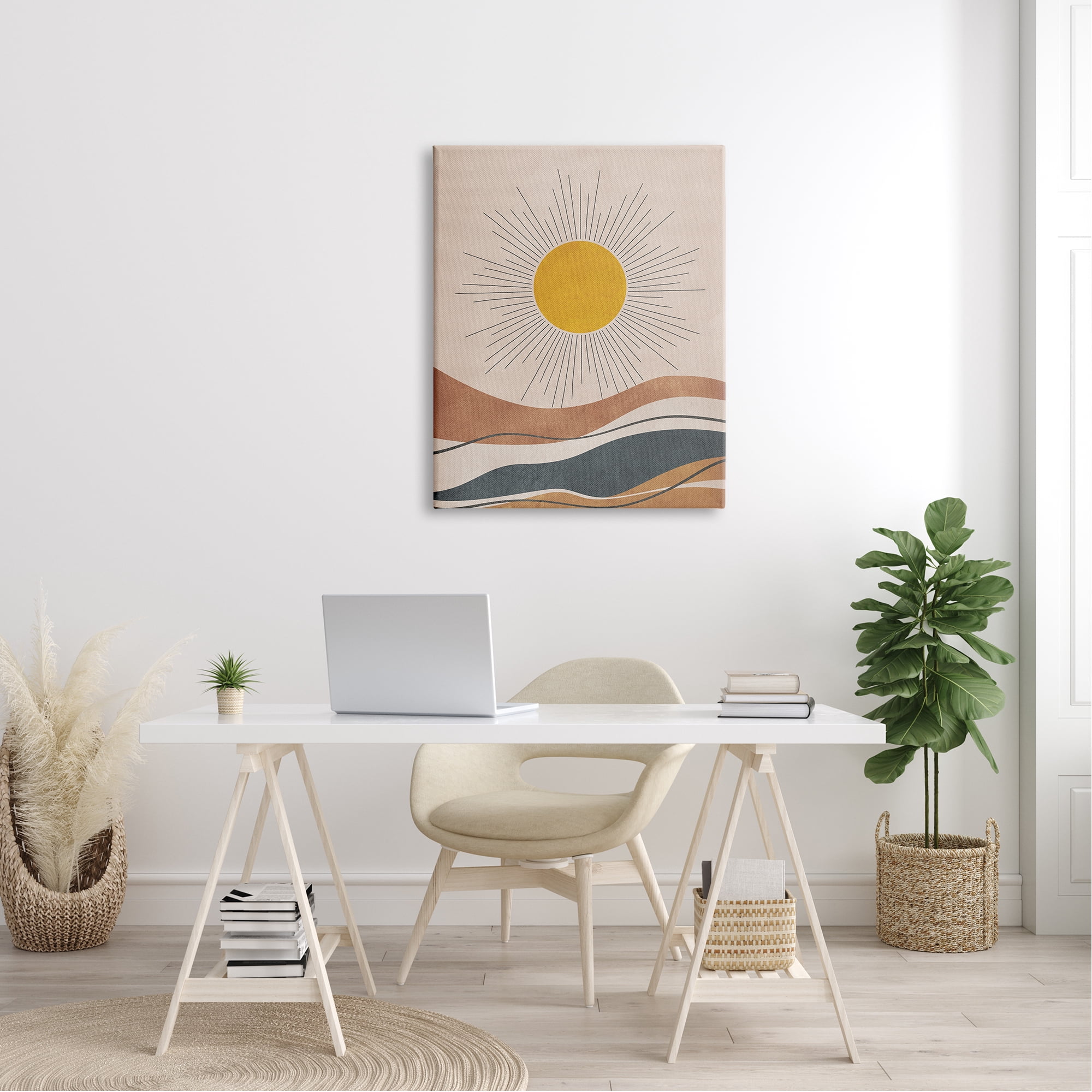 Stupell Industries Abstract Sun Shining Desert Brown Lines, 30 x 40, Design by JJ Design House LLC