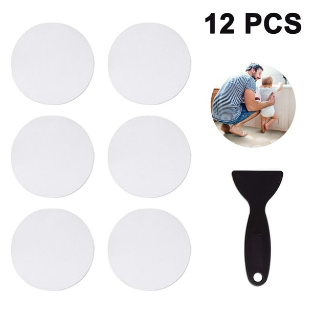 Non Slip Bathtub Stickers 12 PCS Adhesive Anti Slip Shower Stickers for Bath Tub Bathroom Stairs with Premium Scraper