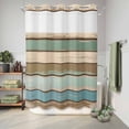 thumbnail image 6 of No Hook Shower Curtain, Green Blue Brown Farmhouse Shower Curtains for Bathroom with See Through Top Window, Vintage Wood Waterproof & Washable Bath Curtain Extra Long 72"x84", 6 of 9