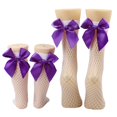 thumbnail image 1 of Chaussettes Résille pour Femmes Chaussettes Hautes en Maille Bas de Mode avec Nœud en Satin, 1 of 5