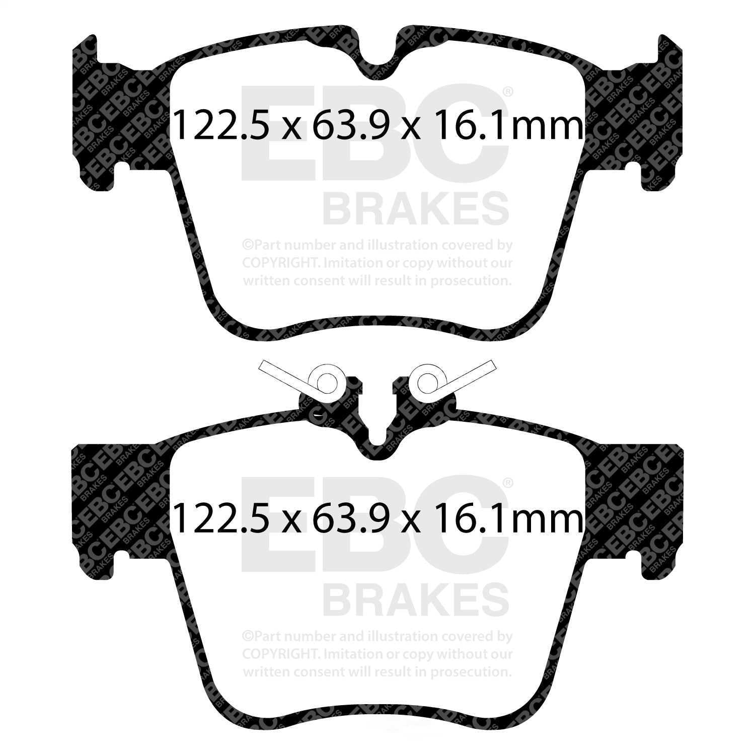 EBC Brakes DP32270C Redstuff Ceramic Low Dust Brake Pads, FMSI Pad No. D1872 Pad Dimensions: 122.5
