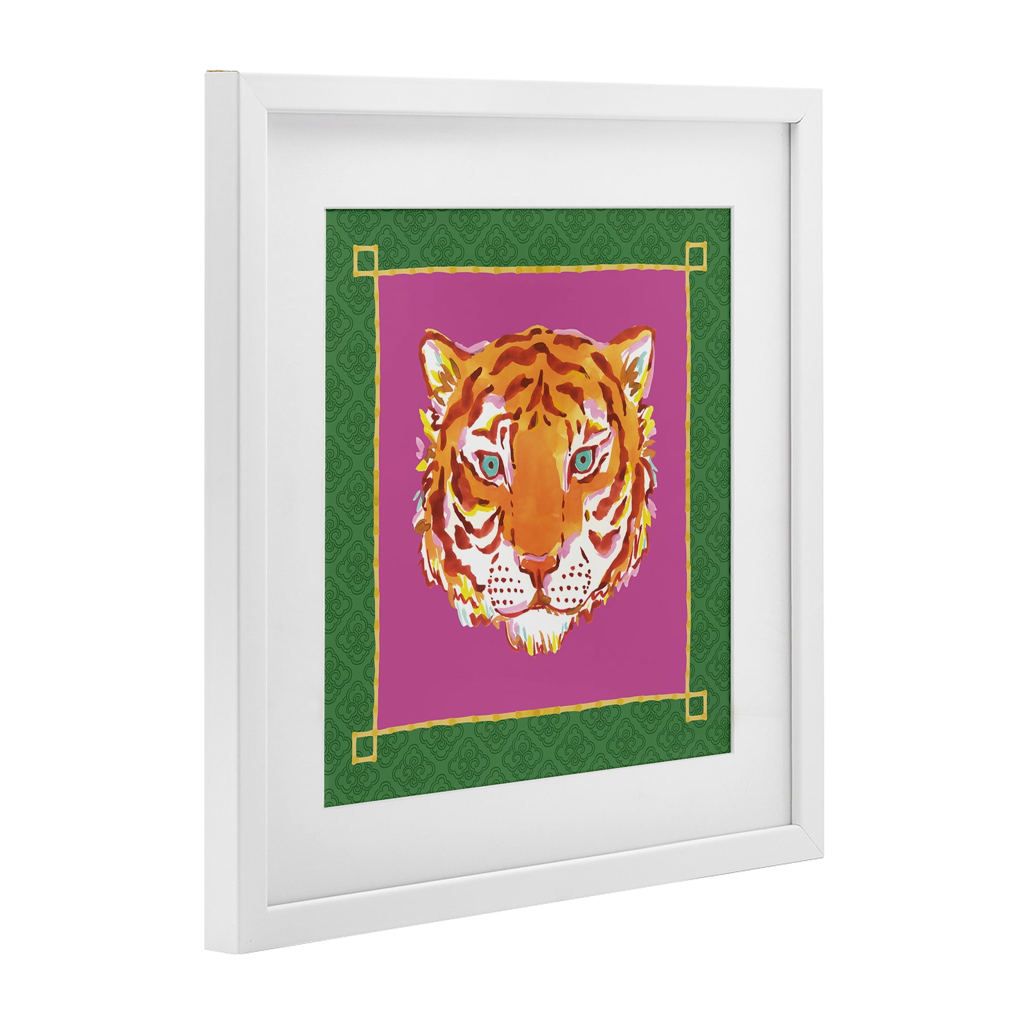 Stupell Industries Bordered Exotic Tiger Portrait White Framed Print Under Glass, design by Karolina Sato