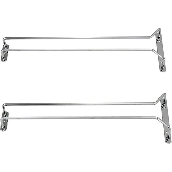 TrueCraftware- 24-Inch Wine Glass Rack Chrome Finish Set of 2- Stemware Rack Wire Hanging Rack Under Cabinet Wine Glass Rack Stemware Holder Glass Storage Hanger Organizer for Kitchen and Bar
