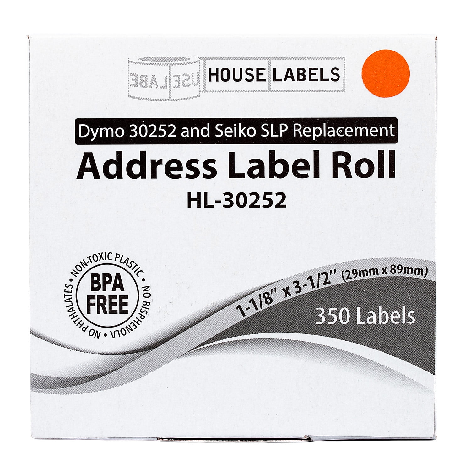HOUSELABELS Compatible DYMO 30252 RD, BL, YL, GN Address Labels (1-1/8"x3-1/2"), strong permanent adhesive, compatible with DYMO LW 450, 4XL, Rollo & Zebra Desktop Printers, 100 Rolls /35000 Labels