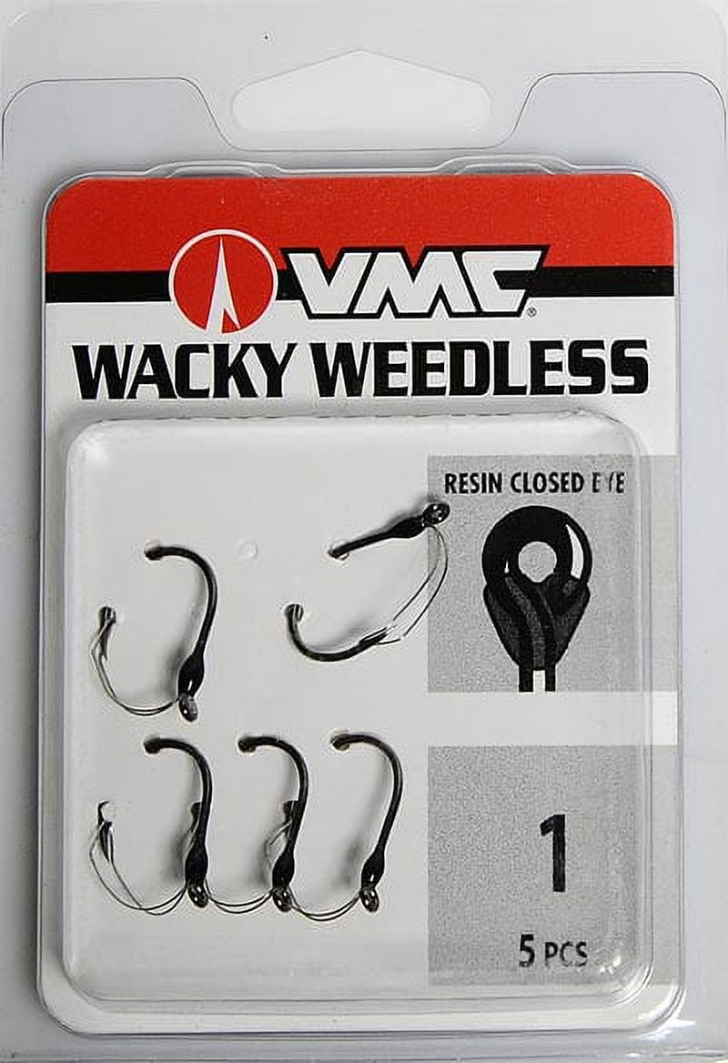 VMC Weedless Wacky Hook Size #1 Black Nickel 5 pcs