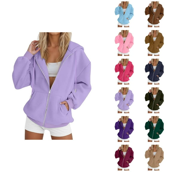 Cute Tops for Women Women's Solid Color Sweatshirt Women's And Winter Hooded With Velvet Loose And Lazy Student Hooded Hoodie