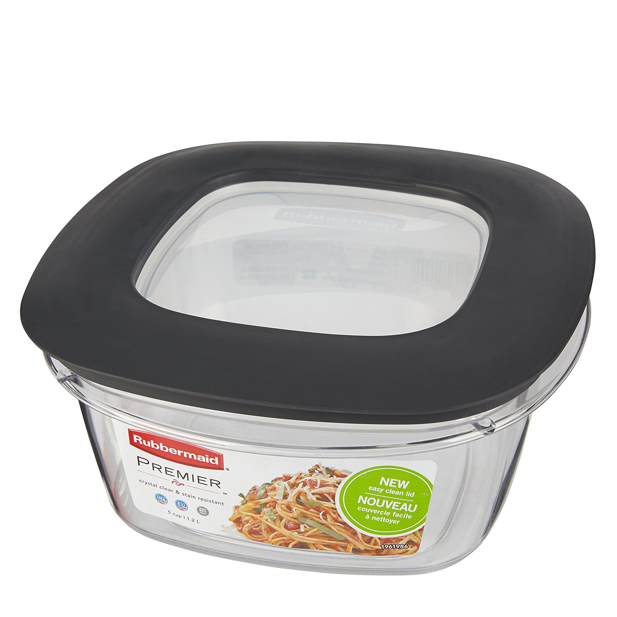 Rubbermaid Premier Easy Find Lids Food Storage Containers, 14 Cup, Gray