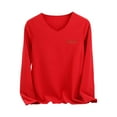 thumbnail image 4 of Dgankt Shirts for Women Color Fleece Thermal Long-Sleeved V-Neck UnderShirt Top,Sizes L-3XL, 4 of 4