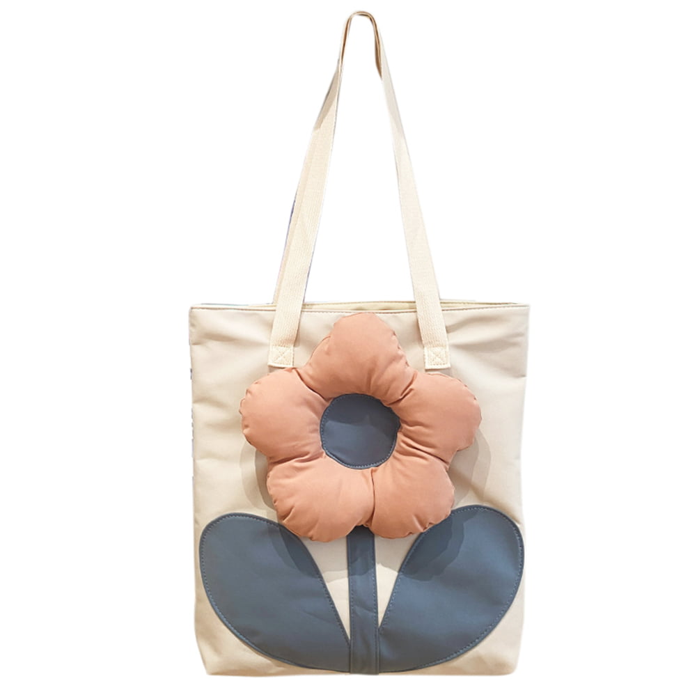 Womens 3D Flower Effect Faux Leather Small Tote Crossbody Bag Shoulder Handbag 