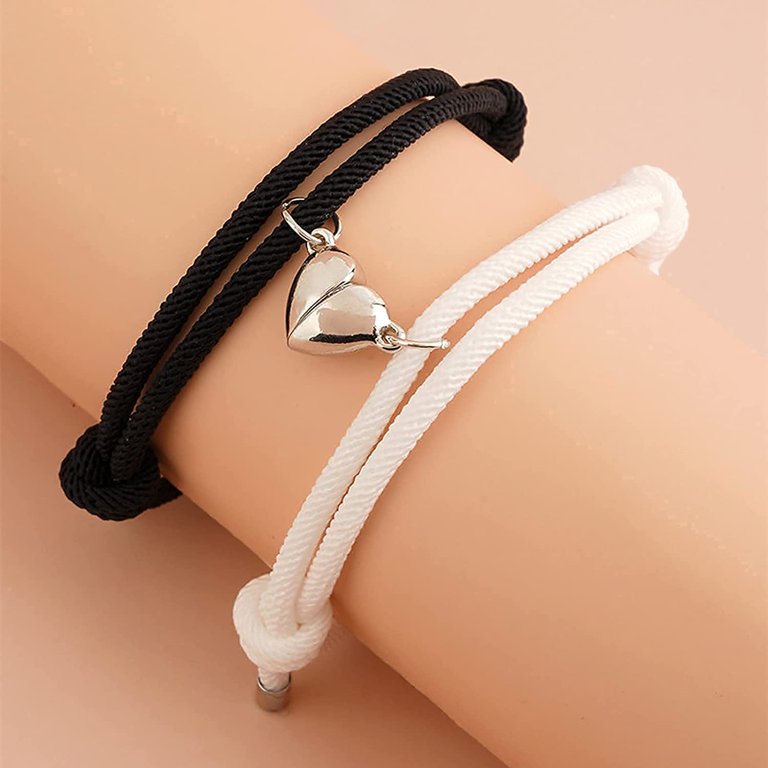 Couple Charm Bracelet For Women Magnetic Attraction Heart Key Lock Lin