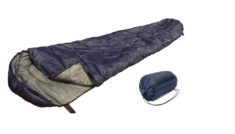 Set of 2 SLEEPING BAGS MUMMY Type 8' Foot 20 Degrees F NAVY BLUE Carrying Bag 
