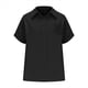 thumbnail image 2 of Camisa Estilo Boyfriend A Rayas Fruncidas para Mujer, Blusa Informal con Cuello Corto, Mangas , Botones y Bolsillo, Color Negro, Talla S, 2 of 7