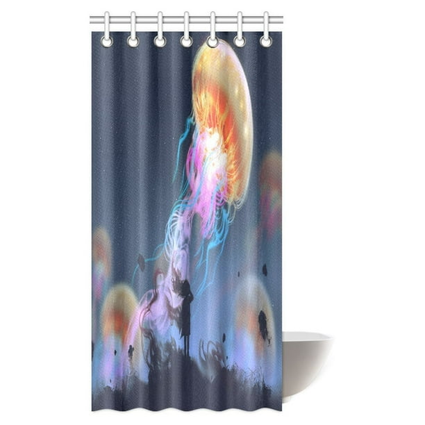 MYPOP Fantasy Art House Shower Curtain, Silhouette Girl Looking at