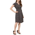 thumbnail image 5 of Allegra K Women's Floral V Neck Ruffled Flutter Sleeve Belt Wrap Midi Dress, 5 of 7