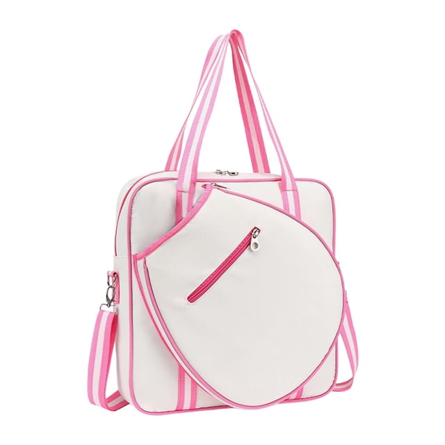 Almencla Tennis Racket Shoulder Bag with Front Pocket 15x4x15 Inch Travel Bag for Outdoor Pink