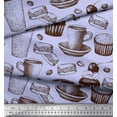 thumbnail image 3 of Soimoi polyester Crepe Fabric Burger,Cupcake & Cups Printed Fabric 1 Yard 52 Inch Wide, 3 of 3