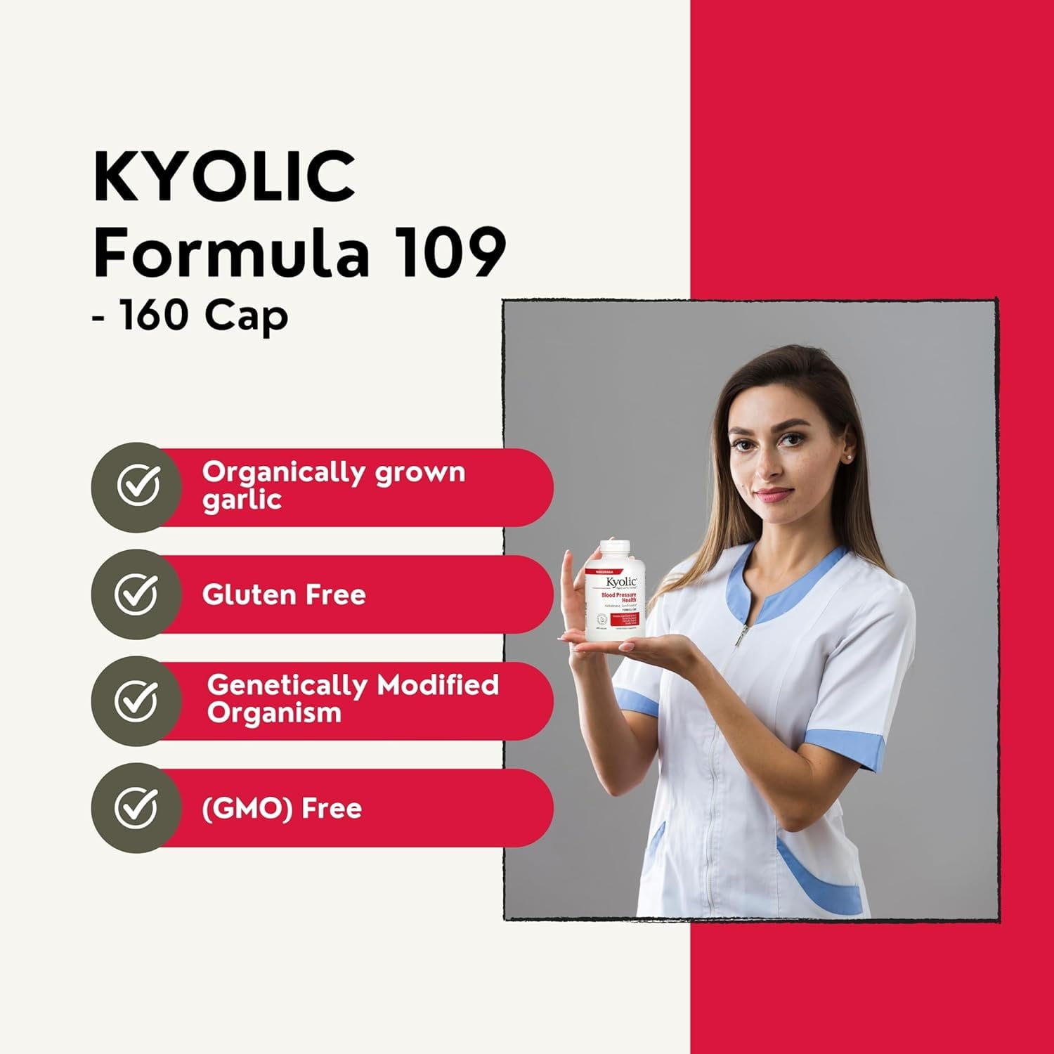 Kyolic Aged Garlic Extract Blood Pressure Health Formula 109 - Non-GMO - 160 Capsules