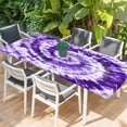 thumbnail image 2 of Purple Ombre Table Cloths for 8 Foot Rectangle Tables, Modern Abstract Tie Dye Painting Art Patio Waterproof Elastic Fitted Tablecloths, Washable Rectangular Table Cover for Camping, 2 of 8