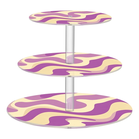 3 Tier Acrylic Cupcake Stand Light Purple Cream Flowing Dessert Display Tower for Birthday Wedding Party
