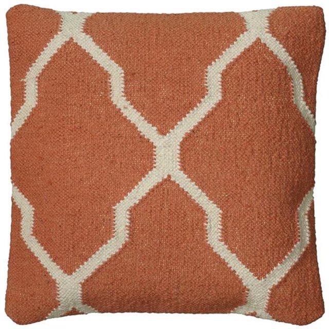 HomeRoots 403161 Orange & Ivory Quatrefoil Down Throw Pillow, Orange