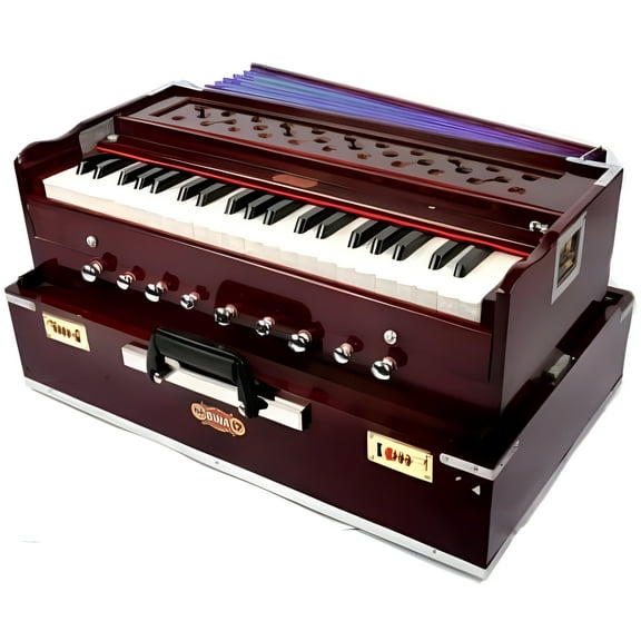 BINA Multifold Bellow 42 Keys 9 Stopper Portable Harmonium with 3½ Octaves Double Reed