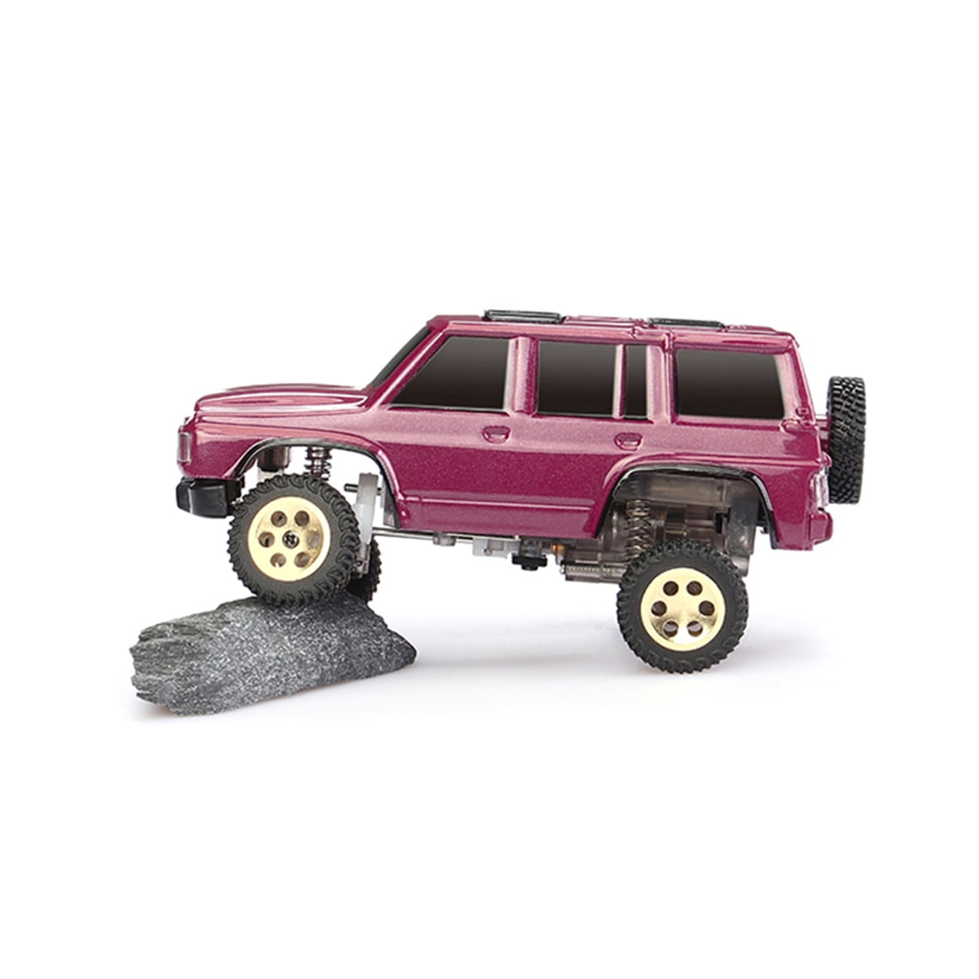 1/64 Scale Mini RC Crawler 4WD 2.4G Full Proportional Remote Control Off Road Climbing Vehicle With LED Lights Desktop Rock Crawler Model For Adults Hobbyists (RTR /Matte Red)