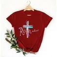 thumbnail image 5 of AGWOLF Easter Shirts for Women Christian T-shirts Short Sleeve Colorful Cross Print Tee Tops Religious Quotes Shirt Womens Easter T Shirts, 5 of 6