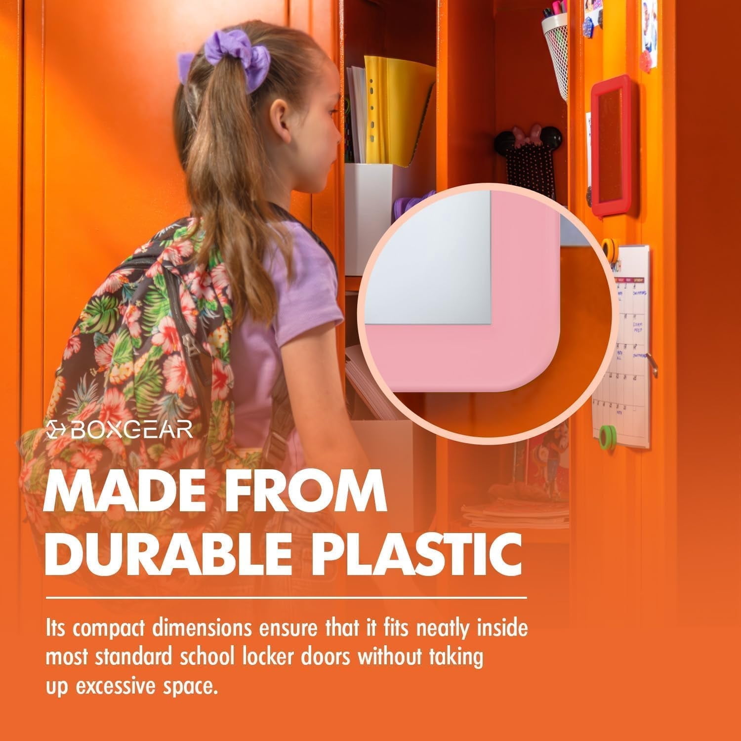 Magnetic Locker Mirror - 5" x 7"- for Household Refrigerator, School Locker, Bathroom, Locker Accessory, Workshop Toolbox or Office Cabinet (Light Pink)