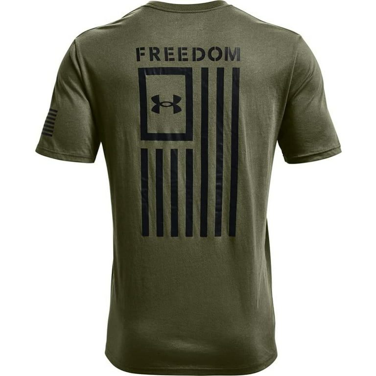 Under Armour Men's T-Shirt UA Freedom Flag Athletic Short Sleeve Tee  1370810, Marine Green / Black, M 