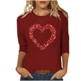 thumbnail image 2 of Goodtrade8 Womens 3/4 Sleeve Tops Holiday Spring Pullover Valentine Crew Neck Plus Size T-Shirts for Women Gifts for Girlfriend, 2 of 5