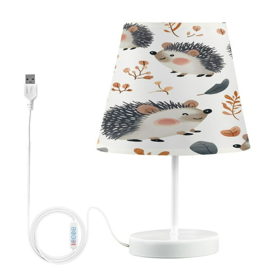 Ryvnso LED Bedside Table Lamp Hedgehog Autumn Leave Bedroom Desk Lamps Nightstand Lampshade M