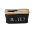 thumbnail image 5 of deevoka Ceramic Butter Dish Reusable Practical Multiuse with Cover Cheese Butter Storage Black Butter, 5 of 9