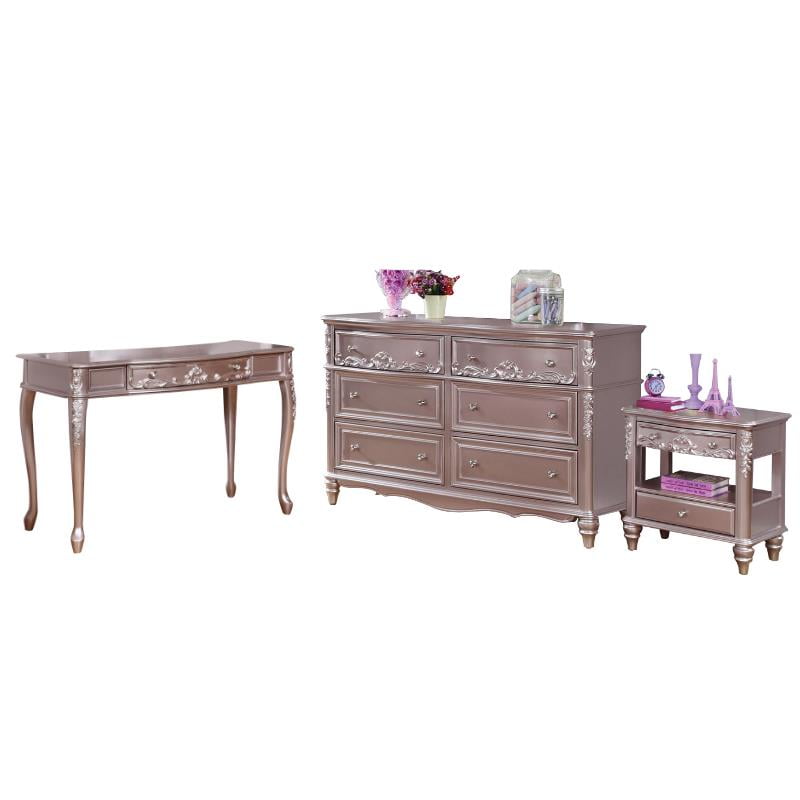 Caroline 3 Piece Girls Bedroom Dresser And Night Stand With Vanity