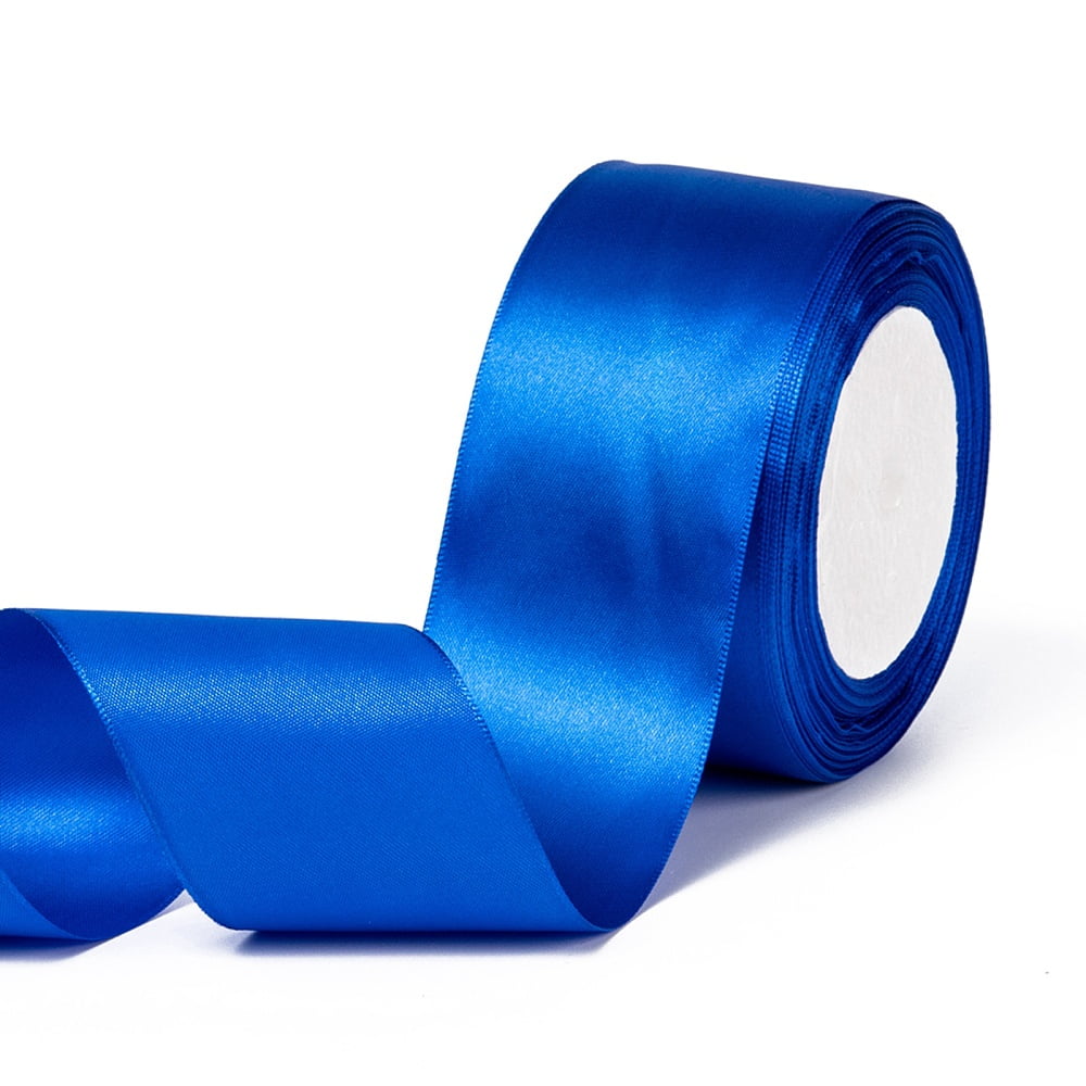 Single Face Satin Ribbon Polyester Ribbon Blue 2 inch(50mm) 25yards/roll(22.86m/roll) 100yards/group(91.44m/group) 4rolls/group